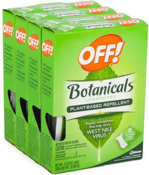 Off Botanicals Towelettes Wipes Natural Insect Mosquito West Nile Repellent (32 Count)
