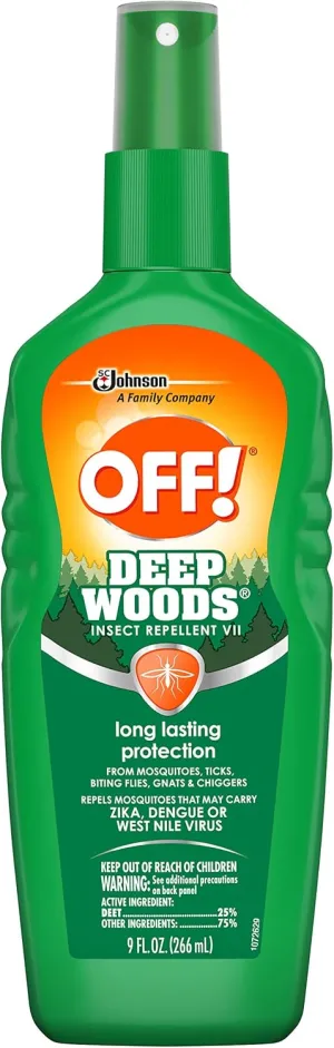 OFF! Deep Woods Insect & Mosquito Repellent VII, Long lasting protection from mosquitoes, ticks, and gnats, 25% Deet 9 oz. (Pack of 12)