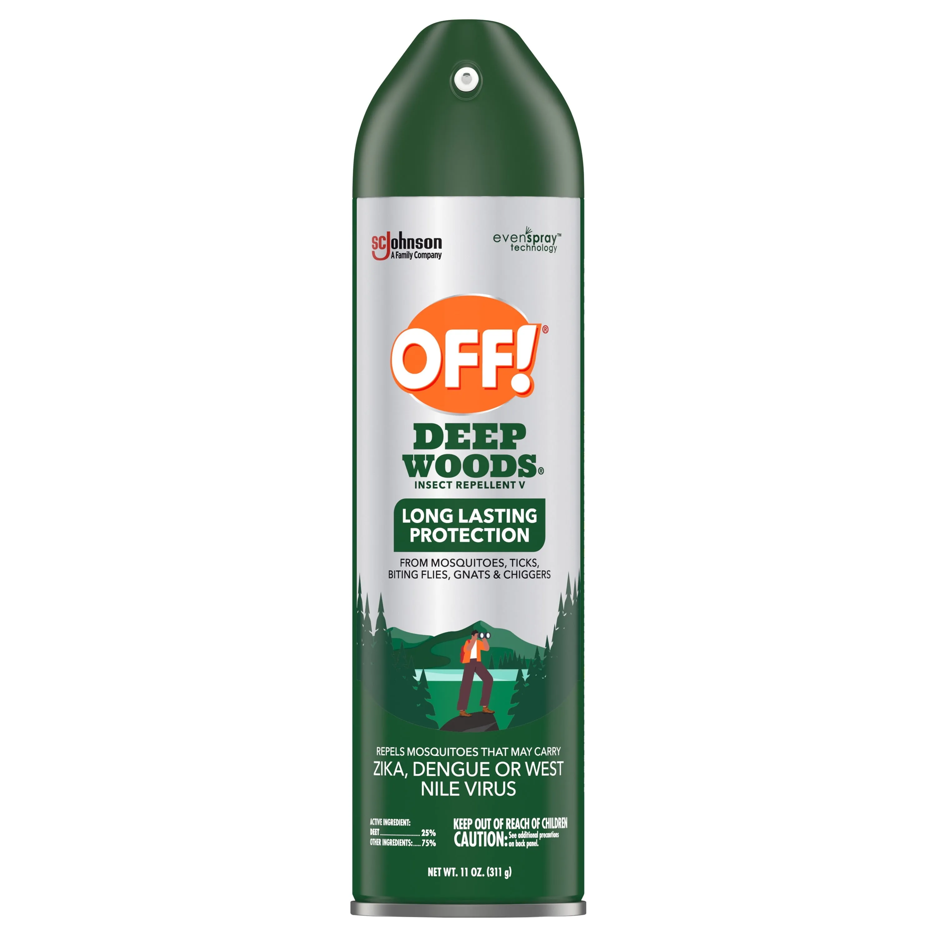 OFF! Deep Woods Insect Repellent V, Up to 8 Hours of Mosquito Protection with DEET, 11 oz
