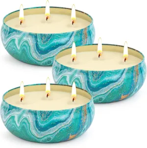 Ofun Citronella Candles Outdoor Decorative 36oz, 3 Wick Soy Wax Lemongrass Candle Set, Scented Candle Jar Candle Bulk Up to 240hrs, Summer Camping Candles for Patio, Garden, Balcony, Camping, BBQ