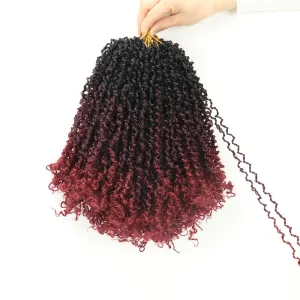 Ombre Bug Yanky Twist Crochet Braids Hair 100% Handmade Synthetic Short Re-twisted Curls Bohemian Spring Twists Crochet Braids for Black Women Pro-looped Hair Extensions(10” 8 packs 3T99J530）