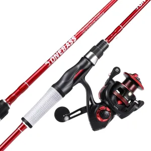 One Bass Spirit Flame Fishing Rod Reel Combo, Spinning Fishing Pole with Graphite 2Pc Blanks, Stainless Steel Guides