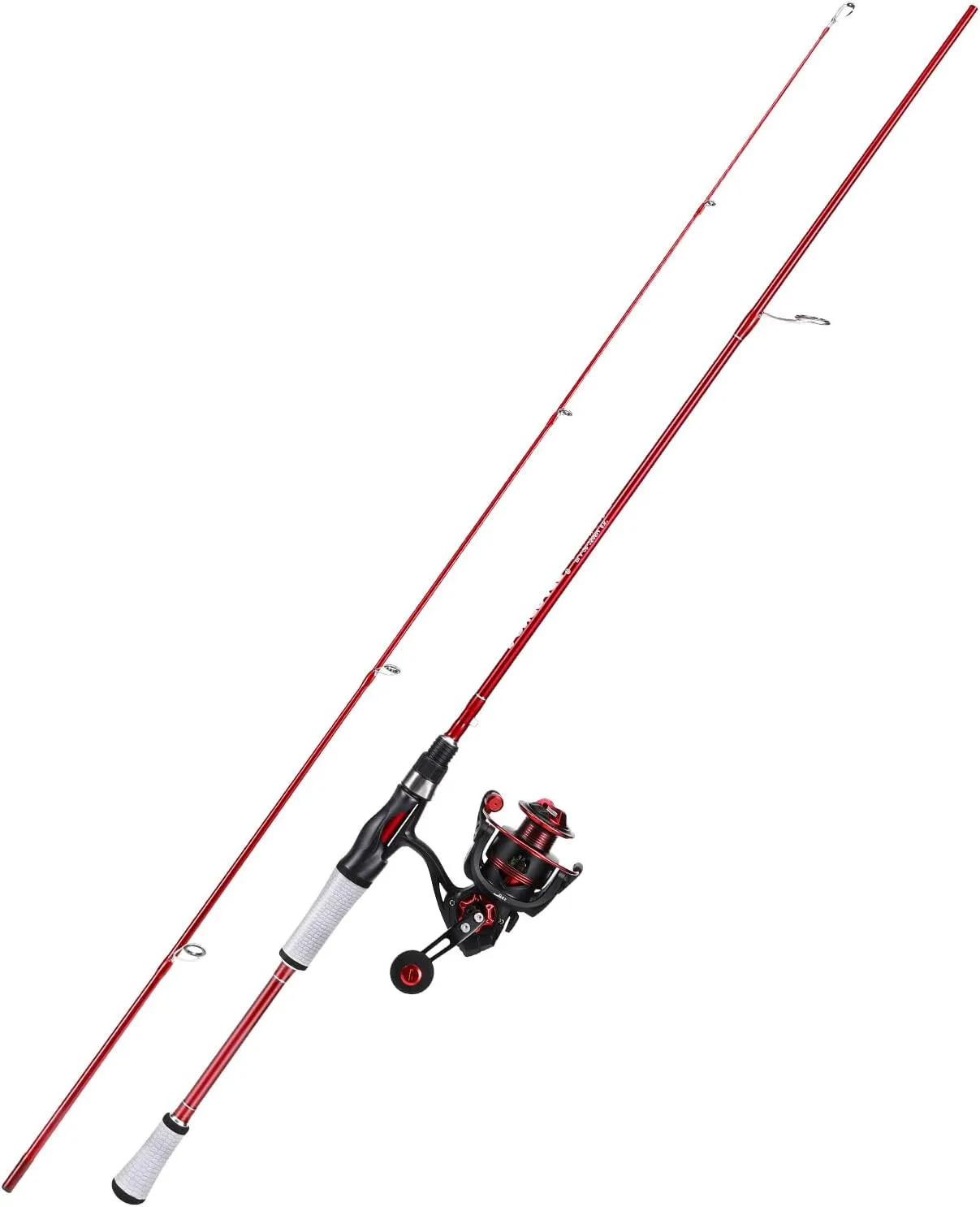 One Bass Spirit Flame Fishing Rod Reel Combo, Spinning Fishing Pole with Graphite 2Pc Blanks, Stainless Steel Guides