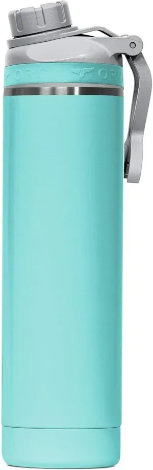 ORCA Hydra 22oz | Insulated, Stainless Steel Water Bottle with Powder Coat Finish & Silicone Grip Whale Tale Handle, Dishwasher Safe Sports Bottle — Seafoam