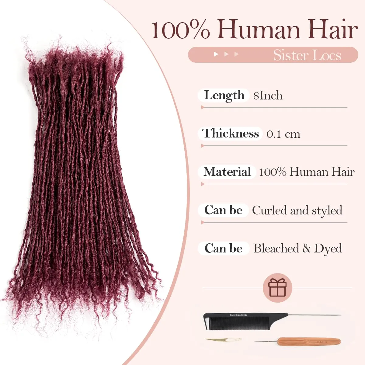Originea 8-18 Inch 0.1 and 0.2 0.4 Thickness Curly Tips Interlocked sister Locs 100% Real Human Hair Micro loc Extensions Permanent Dreadlock Extensions (Bug# 0.1cm, 8 Inch 70 Strands)