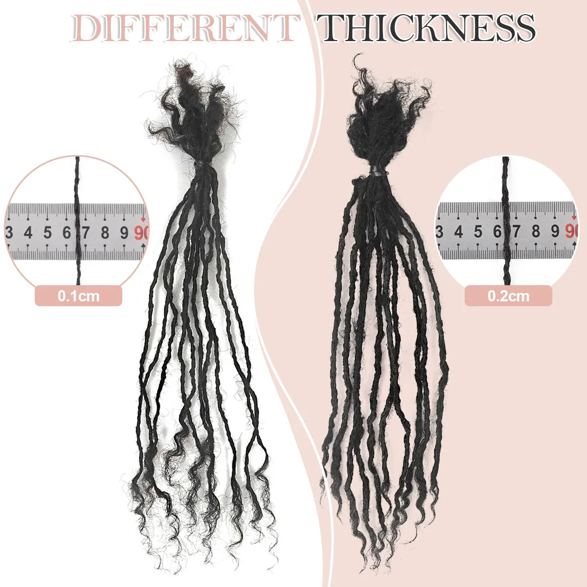 Originea 8-18 Inch 0.1 and 0.2 0.4 Thickness Curly Tips Interlocked sister Locs 100% Real Human Hair Micro loc Extensions Permanent Dreadlock Extensions (Bug# 0.1cm, 8 Inch 70 Strands)