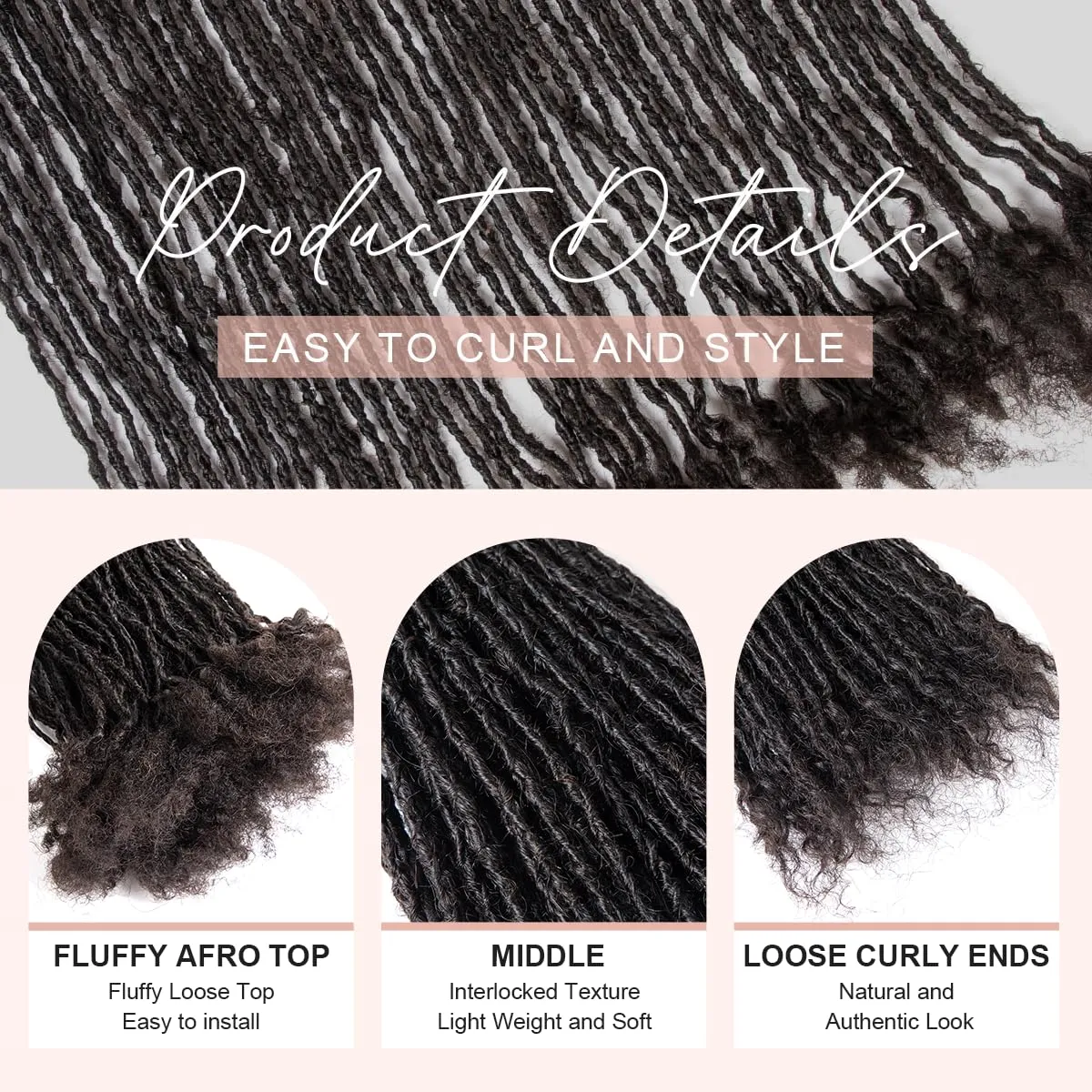 Originea 8-18 Inch 0.1 and 0.2 0.4 Thickness Curly Tips Interlocked sister Locs 100% Real Human Hair Micro loc Extensions Permanent Dreadlock Extensions (Bug# 0.1cm, 8 Inch 70 Strands)