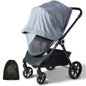 Orzbow 2-in-1 Baby Mosquito Net with UPF50  Sunshade for Stroller, Breathable Stroller Mosquito Netting Privacy Cover with Two-Way Zipper & Storage Bag for Bassinet, Car Seat & Carrycot, Grey