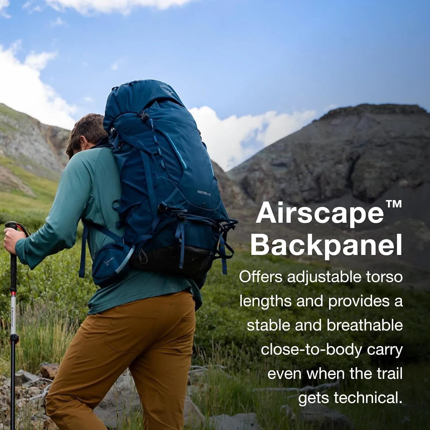 Osprey Kestrel 38L Men's Backpacking Backpack, Atlas Blue, L/XL