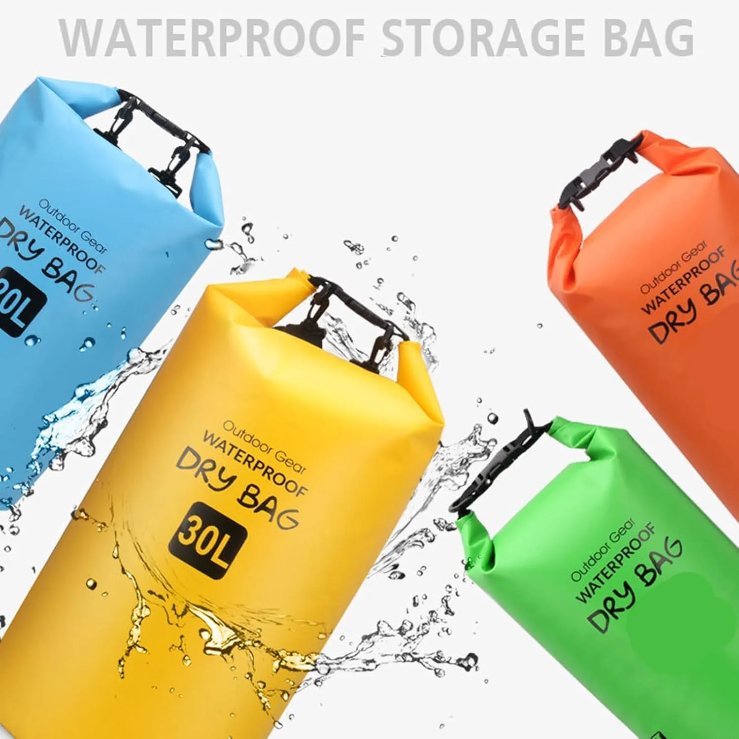 Outdoor Beach Buckled Storage Sacks Waterproofs Dry Bag Swimming Bag Floating Bags for Camping Hiking Trekking, Grass Green, 25l