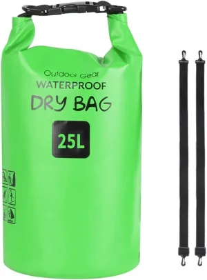 Outdoor Beach Buckled Storage Sacks Waterproofs Dry Bag Swimming Bag Floating Bags for Camping Hiking Trekking, Grass Green, 25l