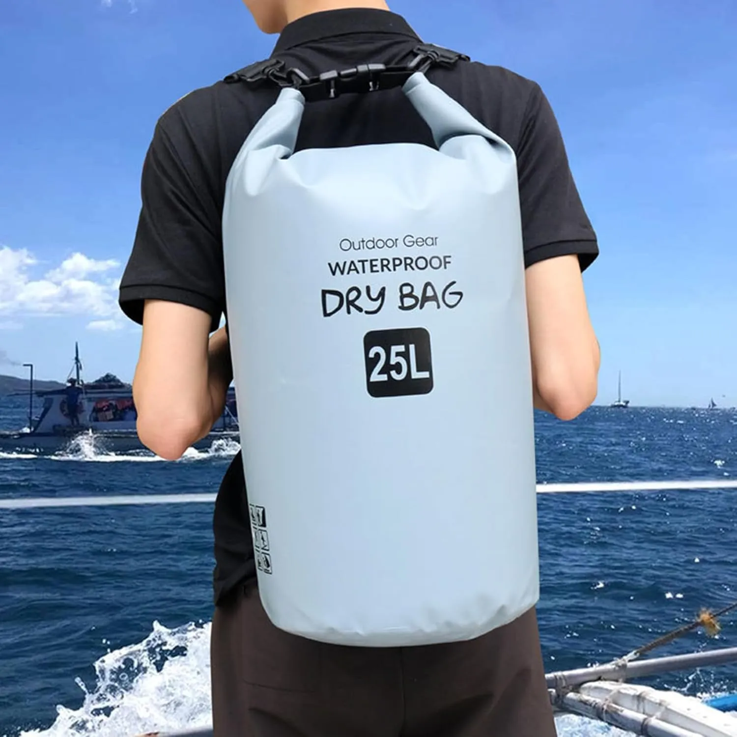 Outdoor Beach Buckled Storage Sacks Waterproofs Dry Bag Swimming Bag Floating Bags for Camping Hiking Trekking, Grass Green, 25l