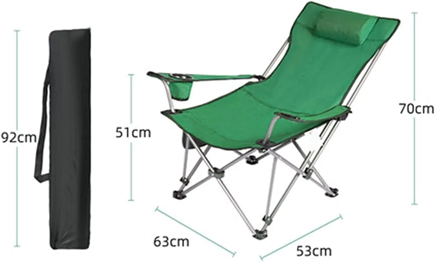 Outdoor Chair Folding Camping Chair Outdoor Folding Chair Portable Lawn Folding Seat Armchair With Cup Holder Pillow And Carry Bag Leisure Recliner Stool Camping Chair Foldable Chair ( Color : G )
