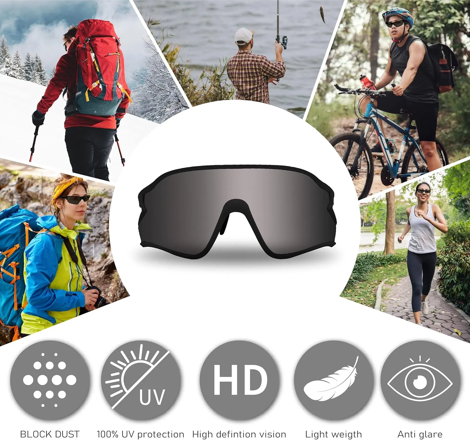 Outdoor Sports Polarized Photochromic Sunglasses for Men & Women TR90 Frame UV Protection for fishing running