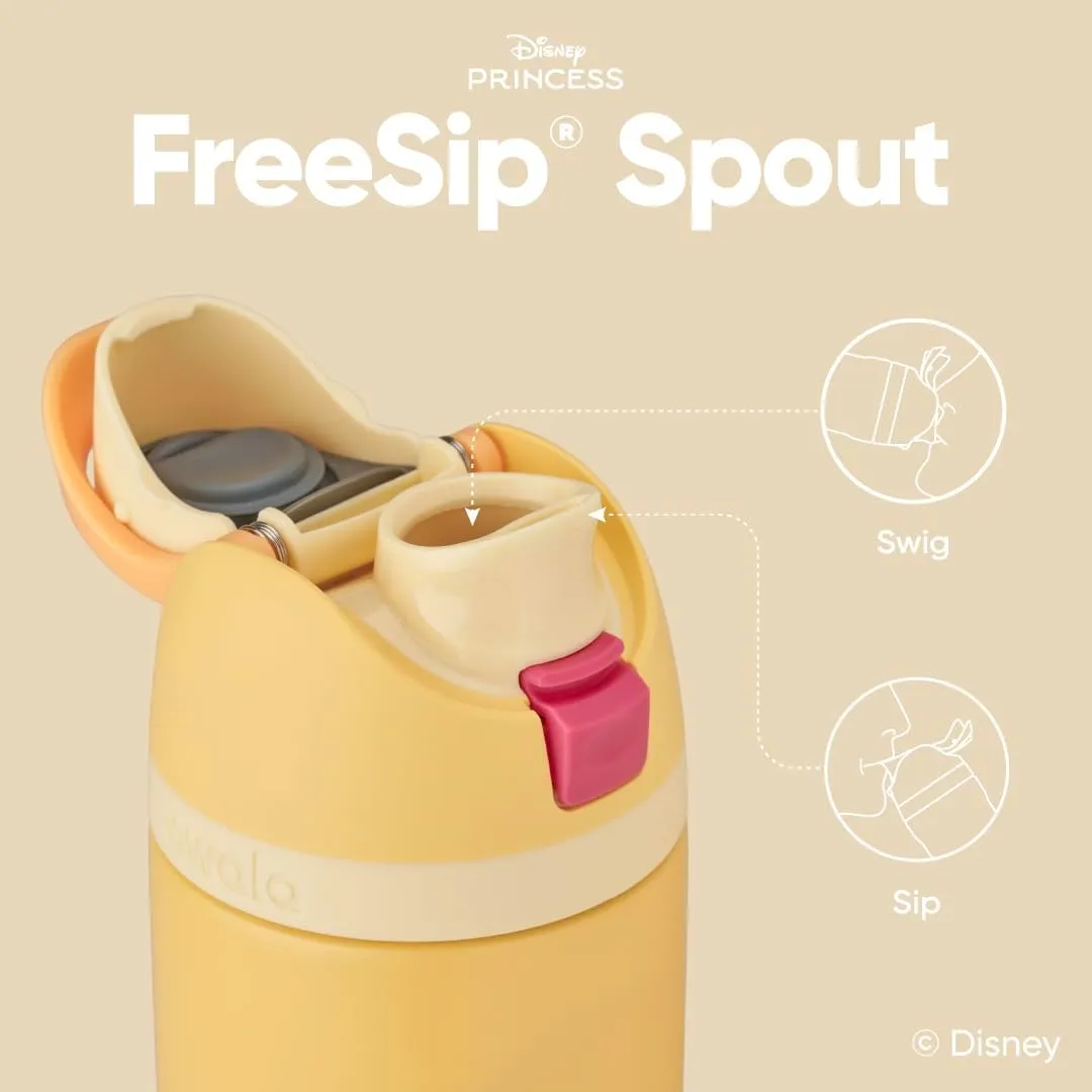 Owala Disney Princess FreeSip Insulated Stainless Steel Water Bottle with Straw for Sports and Travel, BPA-Free Sports Water Bottle, 24 oz, Belle