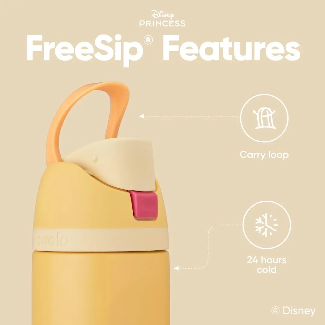 Owala Disney Princess FreeSip Insulated Stainless Steel Water Bottle with Straw for Sports and Travel, BPA-Free Sports Water Bottle, 24 oz, Belle