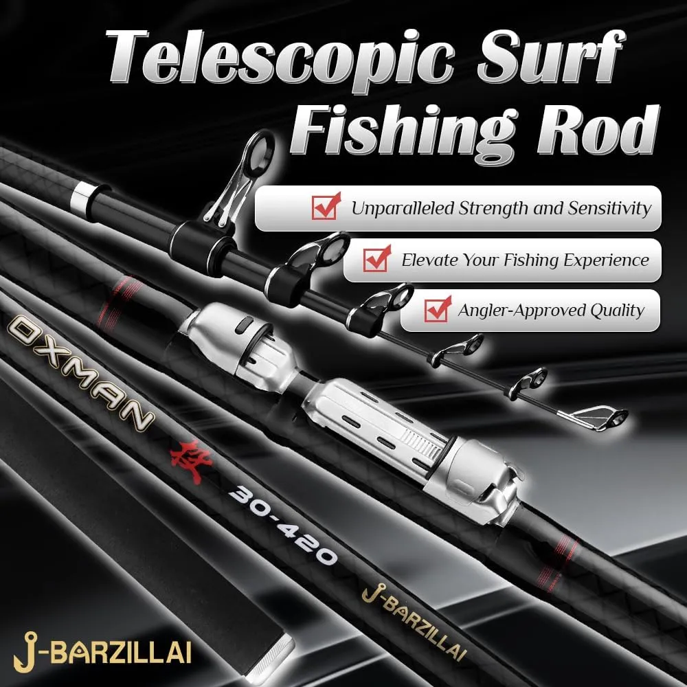 OXMAN Telescopic Surf Fishing Rod 11'8''/ 12'8''/13'8''/15'/16'4''Long Shot Portable Travel Inshore Pole 27T High Carbon Fiber Lightweight Stainless Steel Guides Bass Salmon Trout Rod