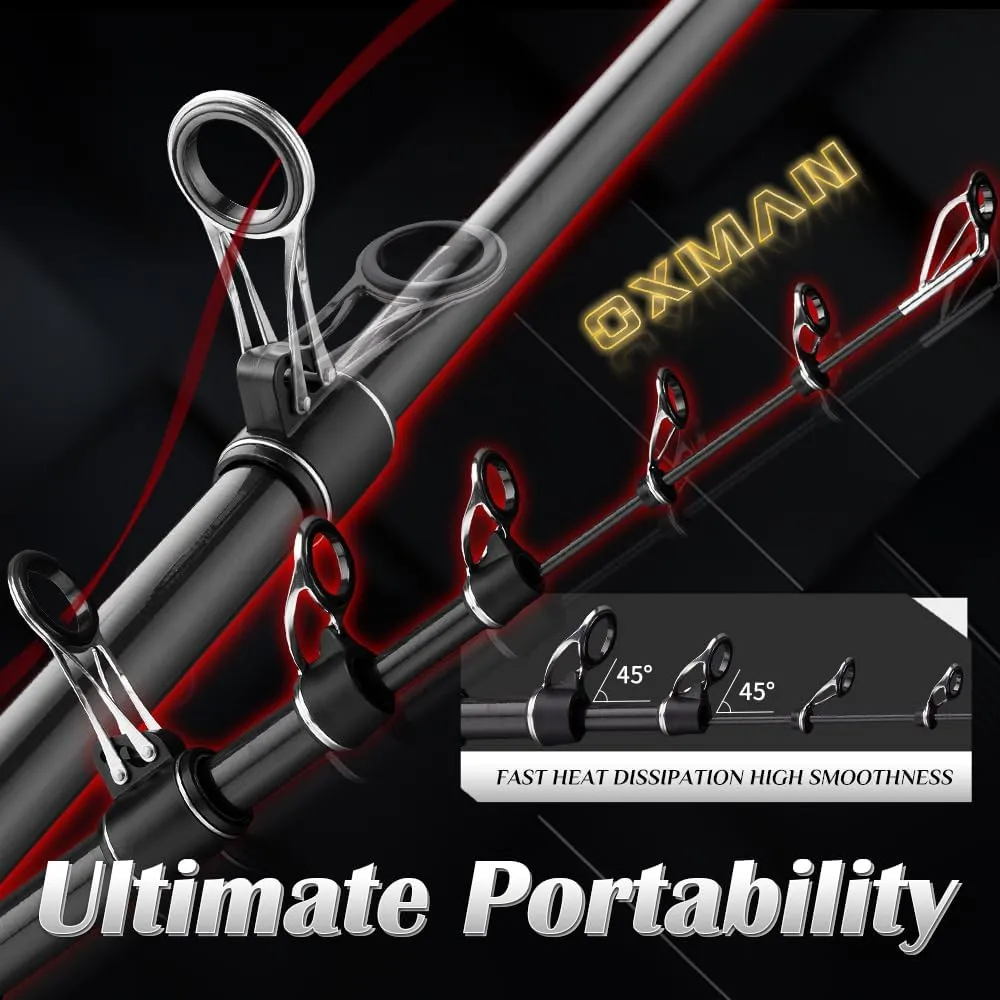 OXMAN Telescopic Surf Fishing Rod 11'8''/ 12'8''/13'8''/15'/16'4''Long Shot Portable Travel Inshore Pole 27T High Carbon Fiber Lightweight Stainless Steel Guides Bass Salmon Trout Rod