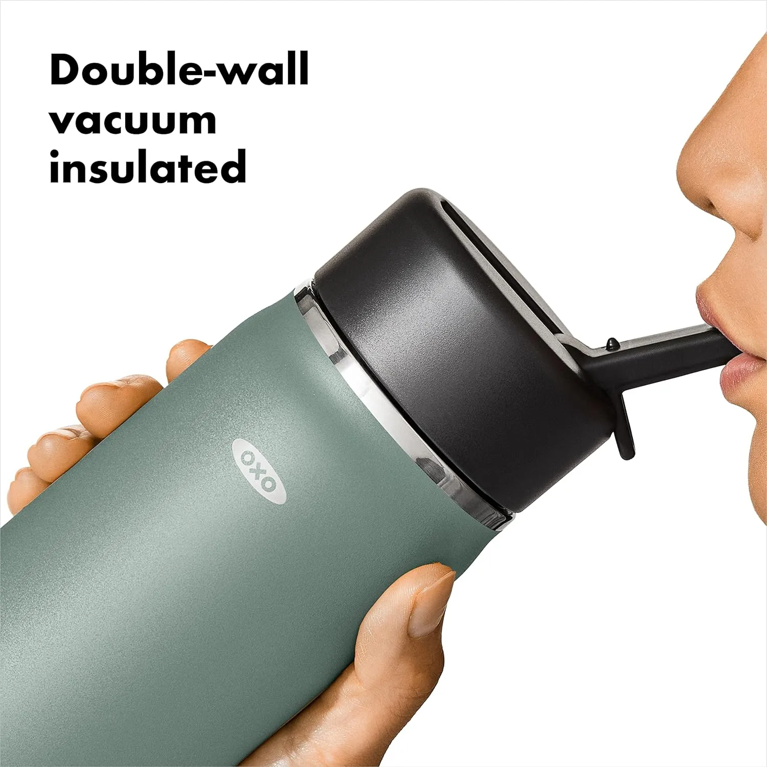 OXO Strive 16oz Wide Mouth Water Bottle with Straw Lid - Jade