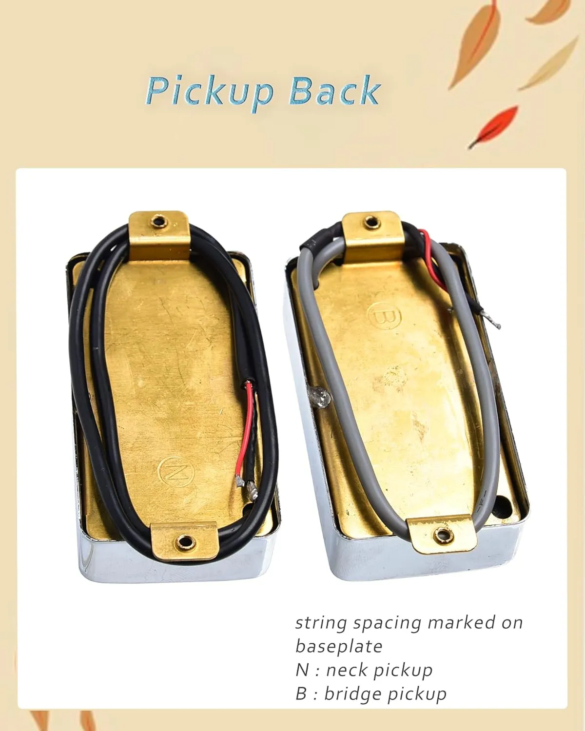 P90 Tone Pickups Set, Humbucker-sized Single Coil Neck Pick-up and Bridge Pick Up Loaded Alnico V Magnets, as Replacement Parts for Standard-Humbucker Pickup on Electric Guitar, Chrome