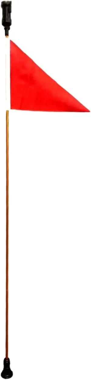 Pactrade Marine Pontoon Kayak Canoe Flag Pole Lock Socket Base Red Triangle Flag 48" Bronze Anodize Aluminum 5/16" Tube (Foldable Pole with Light)