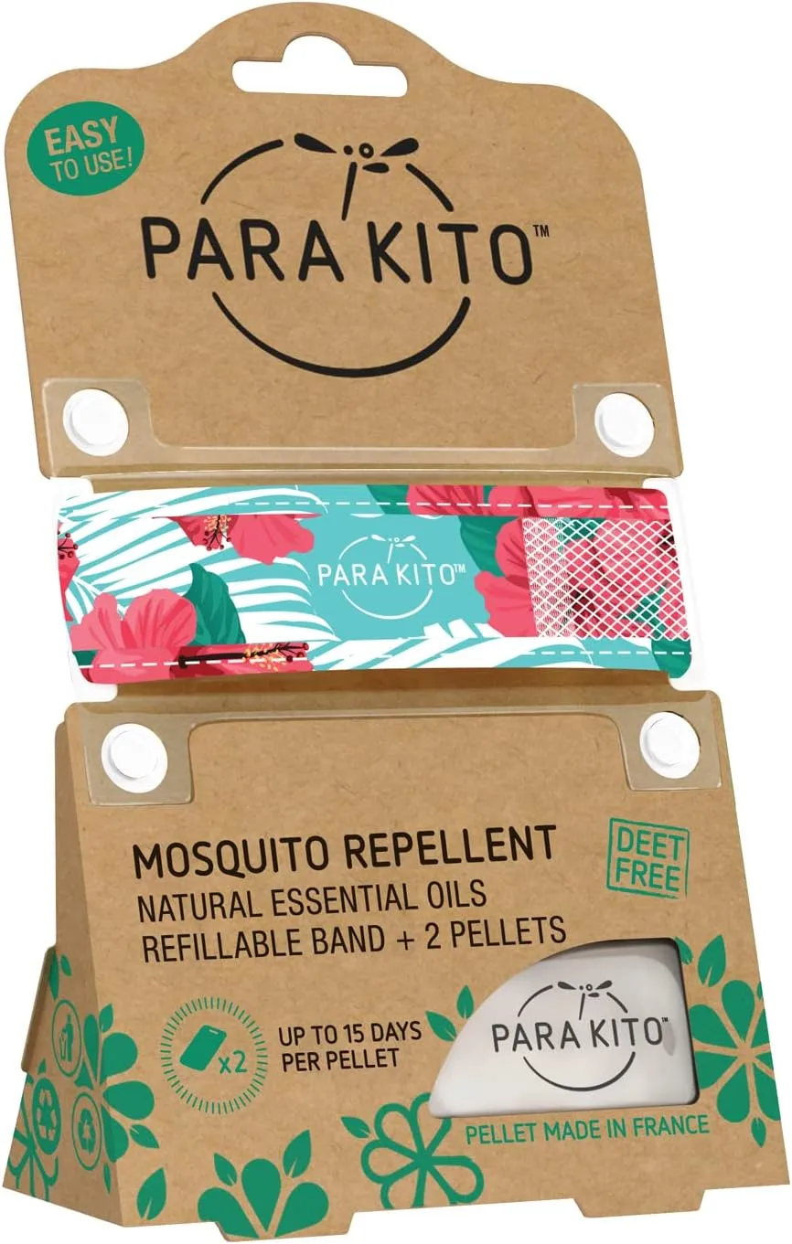 PARA'KITO Mosquito Insect & Bug Protection Wristband - Mosquito Stickers & Bug Spray Alternative - Summer Essentials, Beach Accessories, Hiking & Camping Essentials - Natural Essential Oils (Paradise)