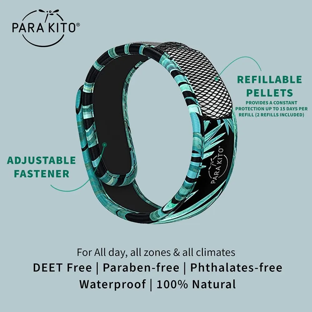 PARA'KITO Mosquito Insect & Bug Protection Wristband - Mosquito Stickers & Bug Spray Alternative - Summer Essentials, Beach Accessories, Hiking & Camping Essentials - w/Essential Oils (Dark Explorer)