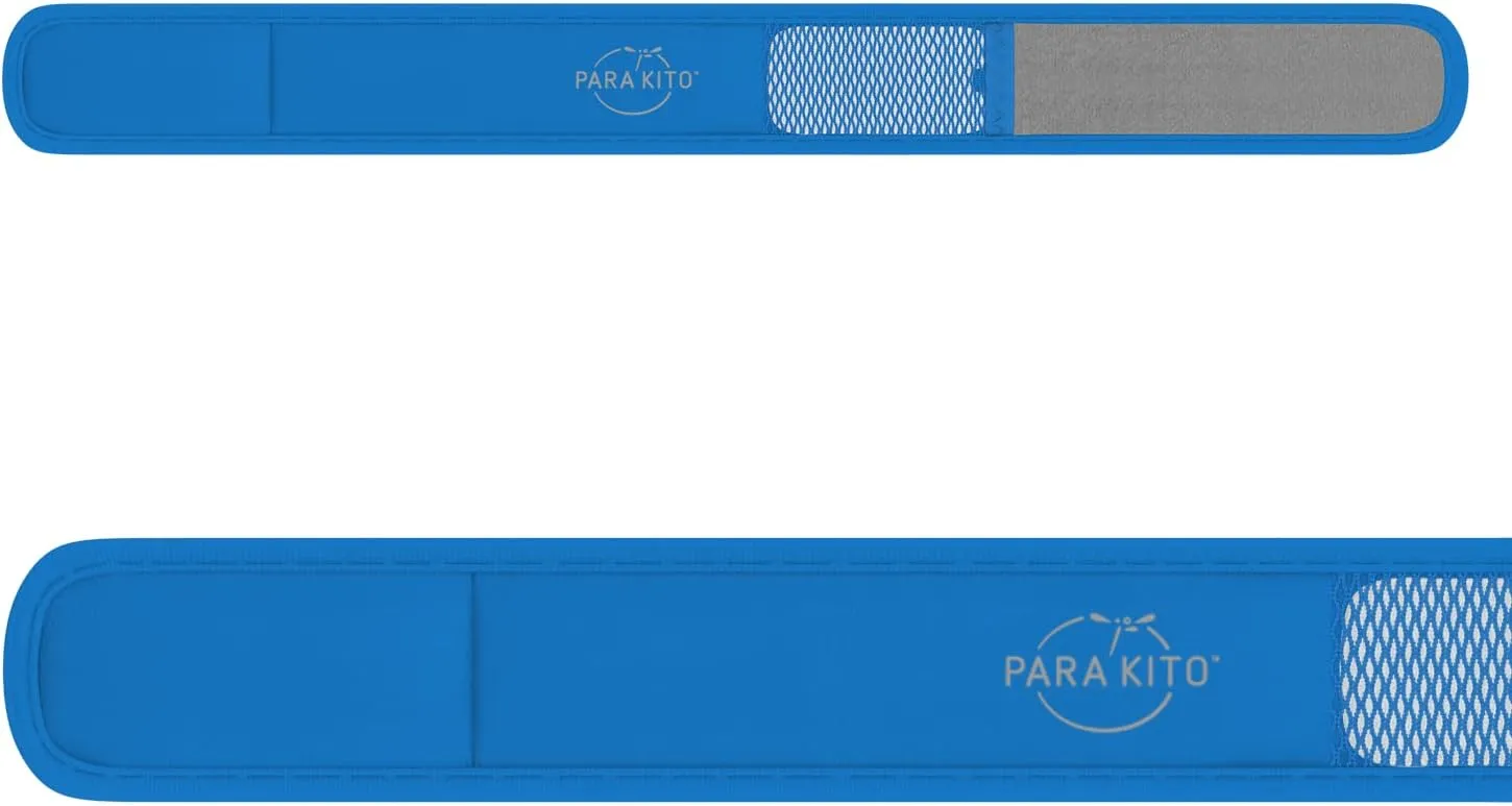 PARA'KITO Mosquito Insect & Bug Protection Wristband - Mosquito Stickers, Bug Spray Alternative Essentials for Beach, Camping, Desert Hiking, Christmas Bonfires - Natural Essential Oils (Blue)