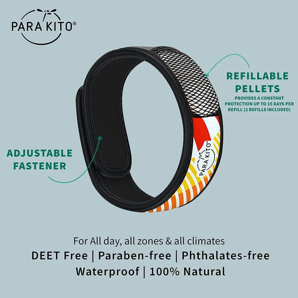 PARA'KITO Mosquito Insect & Bug Protection Wristband - Mosquito Stickers, Bug Spray Alternative - Summer Essentials, Beach Accessories, Hiking & Camping Essentials - Natural Essential Oils (Geometric)