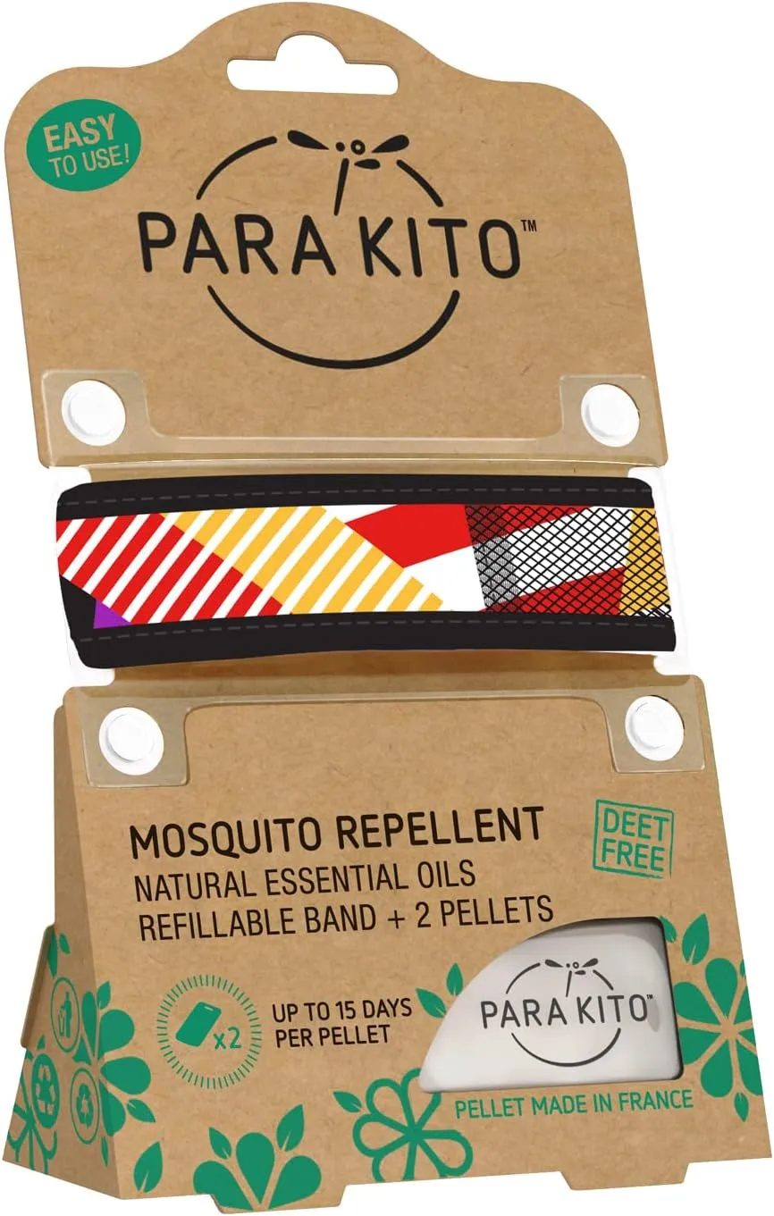 PARA'KITO Mosquito Insect & Bug Protection Wristband - Mosquito Stickers, Bug Spray Alternative - Summer Essentials, Beach Accessories, Hiking & Camping Essentials - Natural Essential Oils (Geometric)