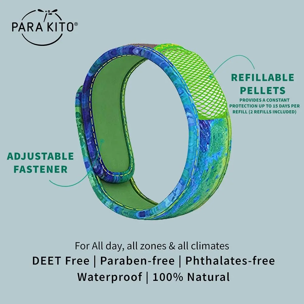 PARA'KITO Mosquito Insect & Bug Protection Wristband - Mosquito Stickers, Bug Spray Alternative - Summer Essentials, Beach Accessories, Hiking & Camping Essentials - Natural Essential Oils (Mahi-Mahi)
