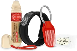 PARA'KITO Mosquito Repellent Bundle - 1 Roll-on | 1 Wristband | 1 Clip (Roll-on   Black   Red)