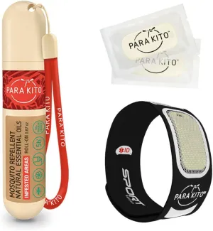 PARA'KITO Mosquito Repellent Bundle - 1 Roll-on Gel | 1 Black Sport Band