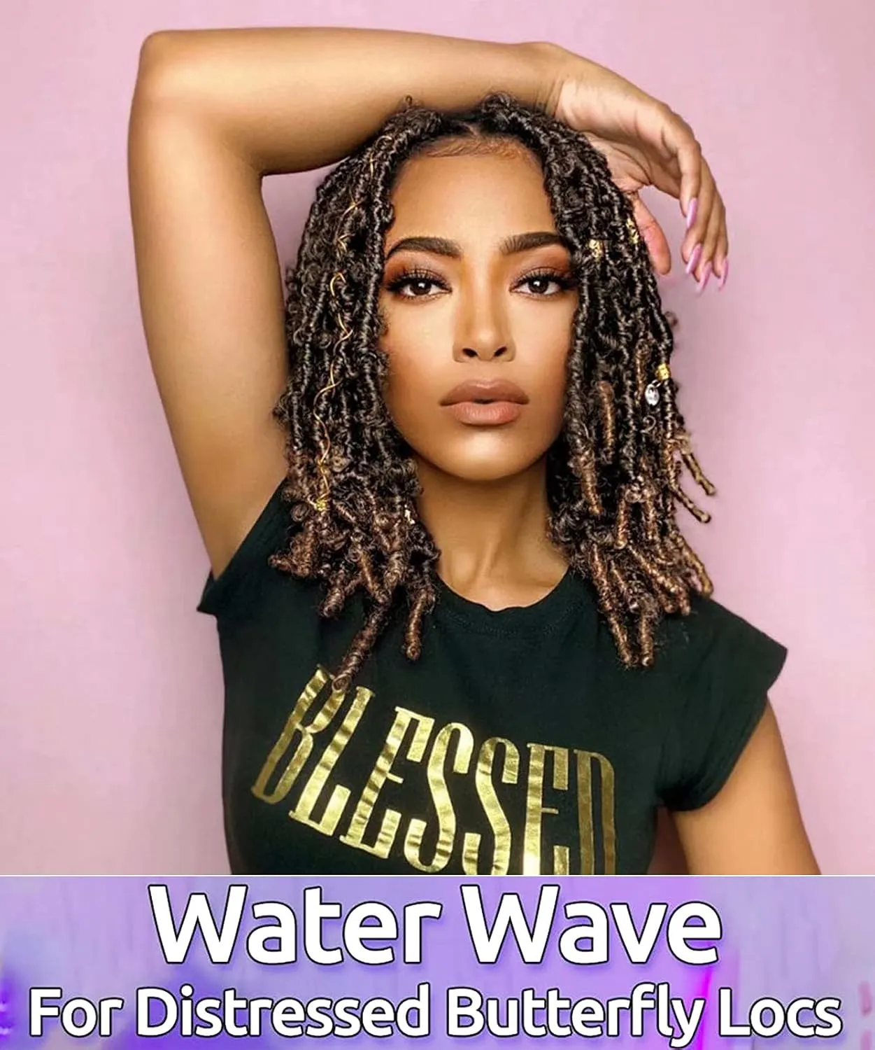Passion Twist Hair 6 Packs 18inch Ombre Blonde Water Wave Crochet for Passion Twists Long Bohemian Hair Braiding Ombre Passion Twist Crochet Hair Extensions (T1B/27#)