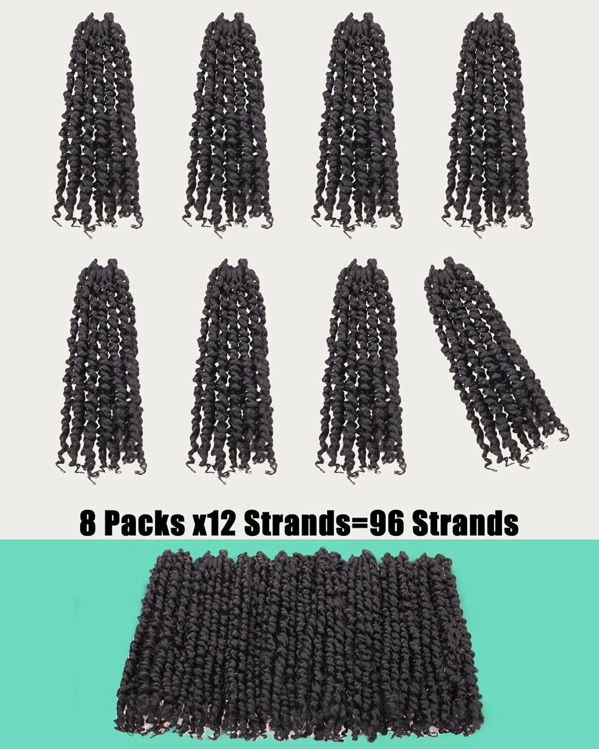 Passion Twist Hair-Pre-twisted Passion Twists,Pre-Looped Crochet Braids Made Of Bohemian Hair Synthetic Braiding Hair Extensions (10 Inch(Pack of 8), 1B)