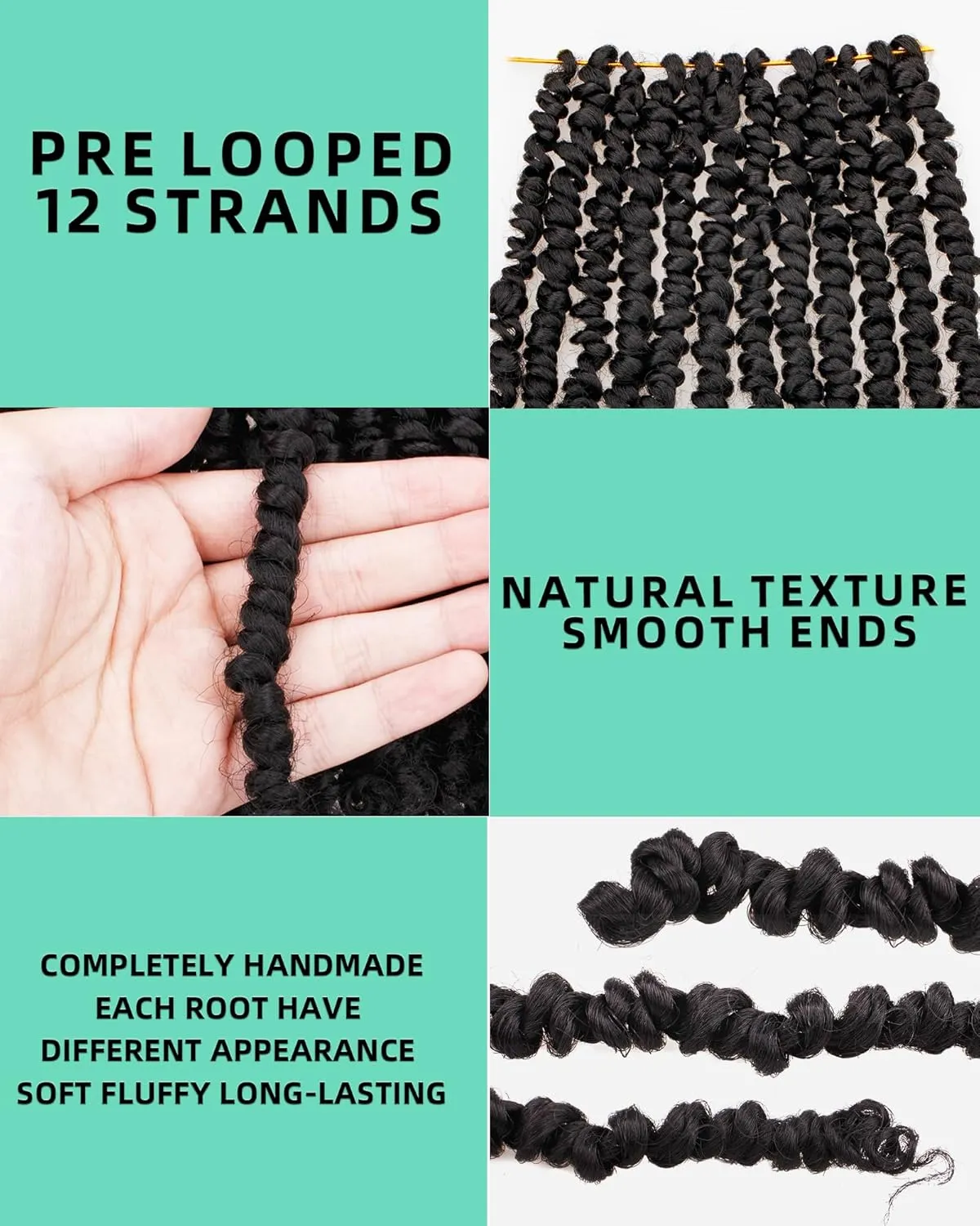 Passion Twist Hair-Pre-twisted Passion Twists,Pre-Looped Crochet Braids Made Of Bohemian Hair Synthetic Braiding Hair Extensions (10 Inch(Pack of 8), 1B)
