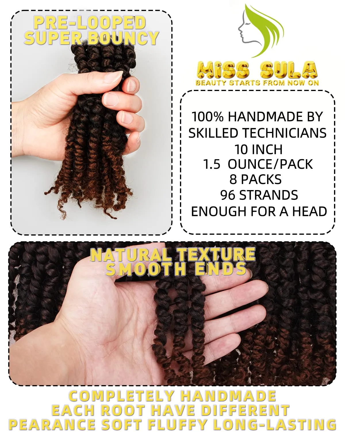 Passion Twist Hair-Pre-twisted Passion Twists,Pre-Looped Crochet Braids Made Of Bohemian Hair Synthetic Braiding Hair Extensions (10 Inch(Pack of 8), T30)