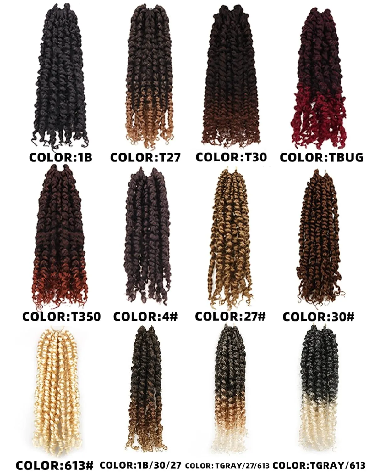 Passion Twist Hair-Pre-twisted Passion Twists,Pre-Looped Crochet Braids Made Of Bohemian Hair Synthetic Braiding Hair Extensions (10 Inch(Pack of 8), T30)