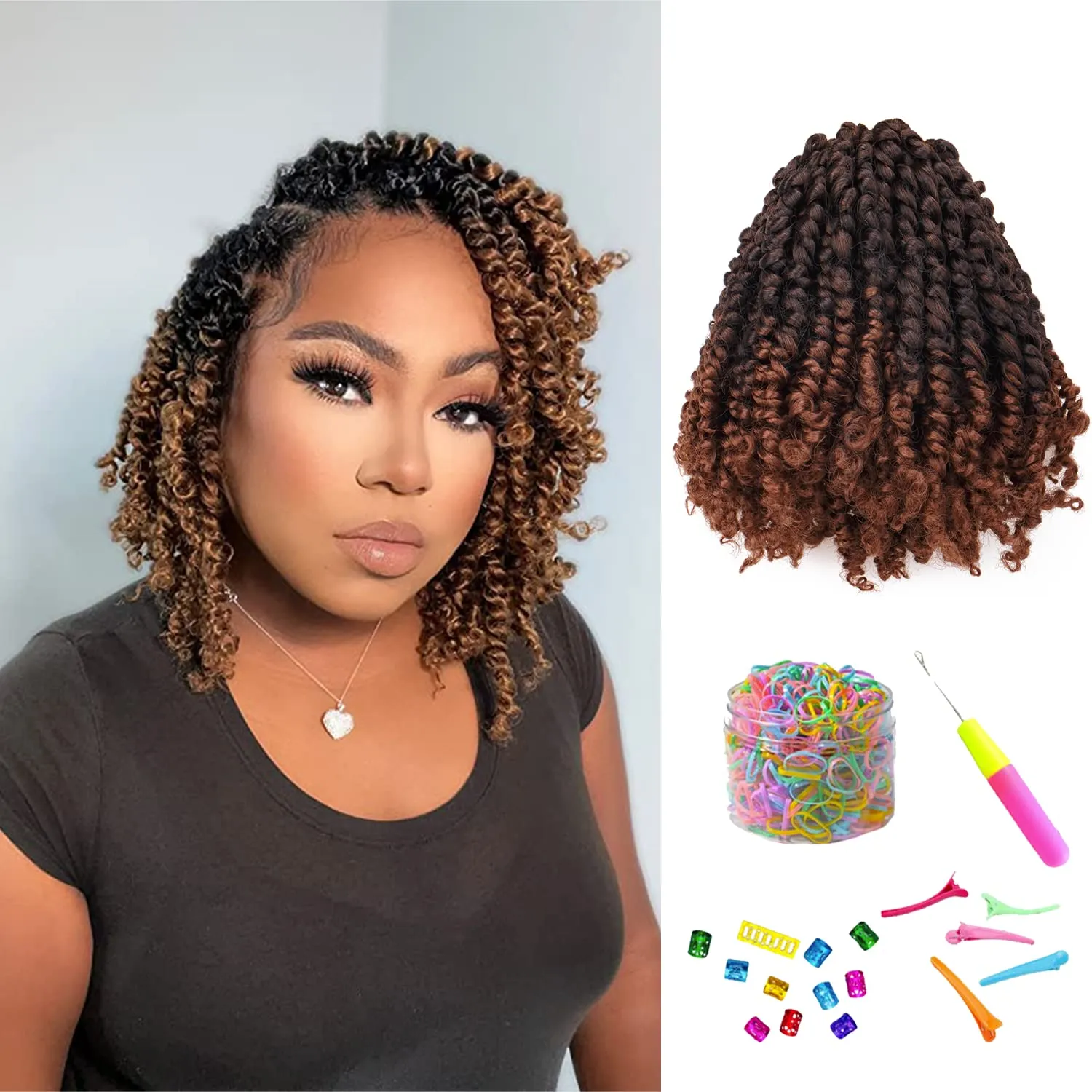 Passion Twist Hair-Pre-twisted Passion Twists,Pre-Looped Crochet Braids Made Of Bohemian Hair Synthetic Braiding Hair Extensions (10 Inch(Pack of 8), T30)