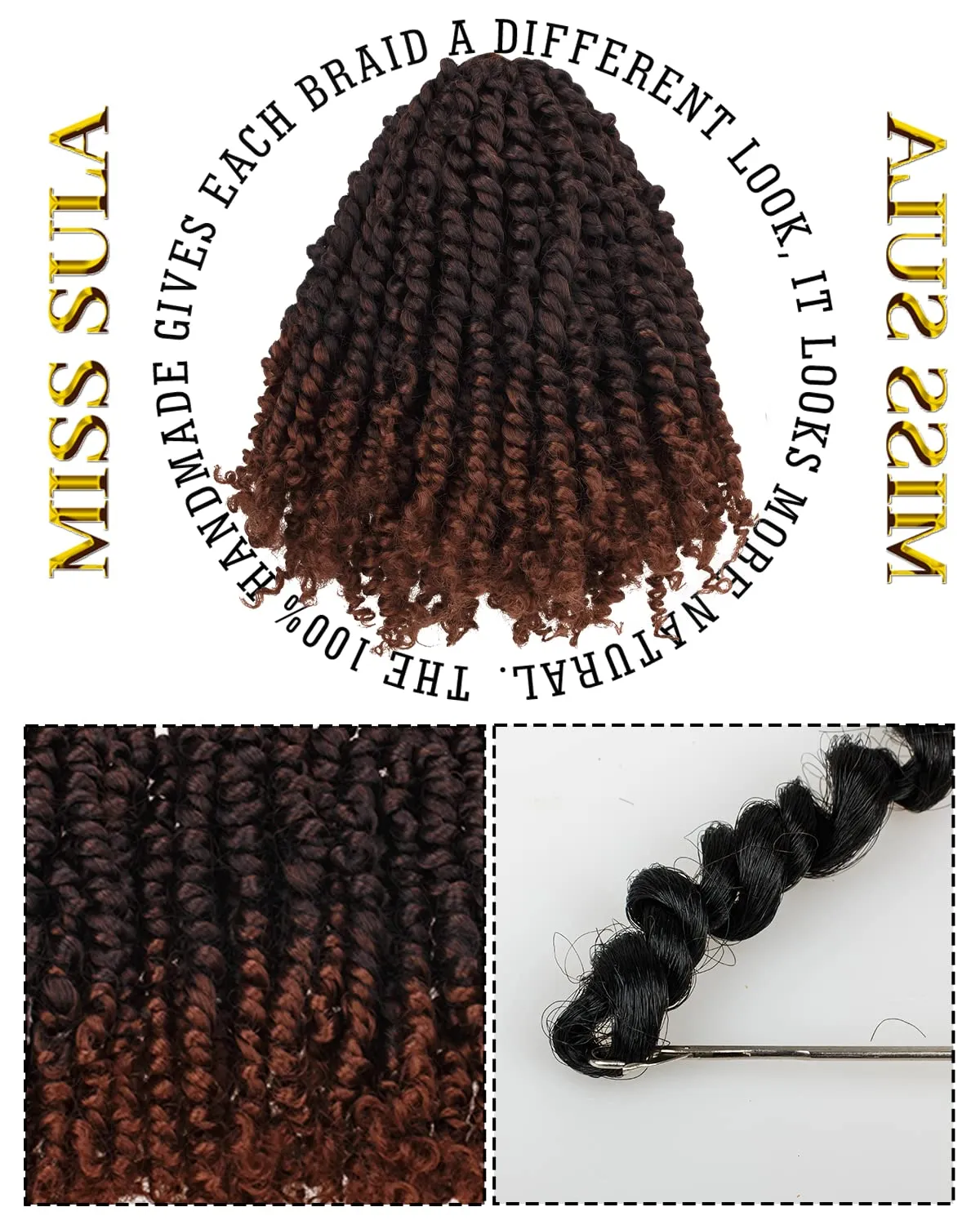 Passion Twist Hair-Pre-twisted Passion Twists,Pre-Looped Crochet Braids Made Of Bohemian Hair Synthetic Braiding Hair Extensions (10 Inch(Pack of 8), T30)