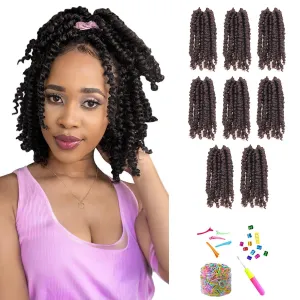 Passion Twist Hair-Pre-twisted Passion Twists,Pre-Looped Crochet Braids Made Of Bohemian Hair Synthetic Braiding Hair Extensions (6 Inch(Pack of 8), 4#)