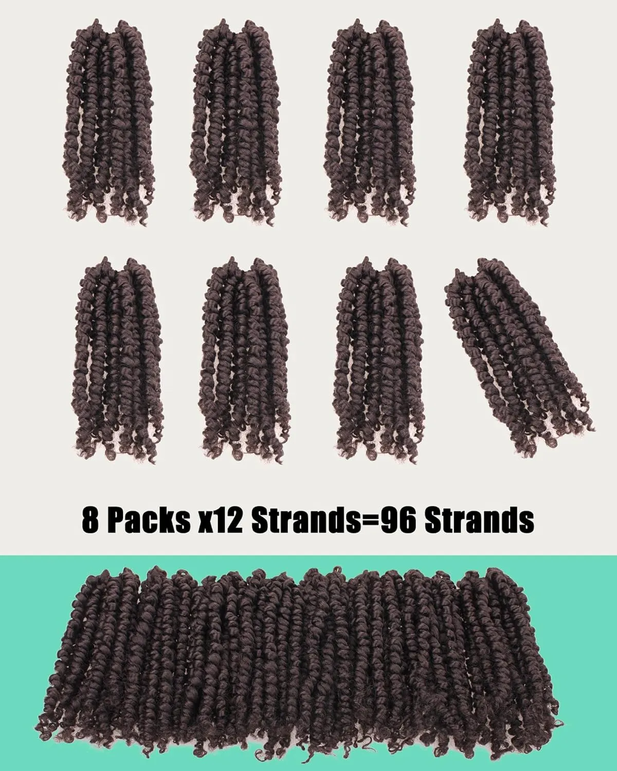 Passion Twist Hair-Pre-twisted Passion Twists,Pre-Looped Crochet Braids Made Of Bohemian Hair Synthetic Braiding Hair Extensions (6 Inch(Pack of 8), 4#)
