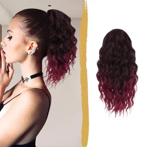 PEACOCO Ponytail Extension 12inch Long Synthetic Drawstring Ponytail Afro Curly Fluffy Pony Tail for Black Women Daily Use, 1B/Bug