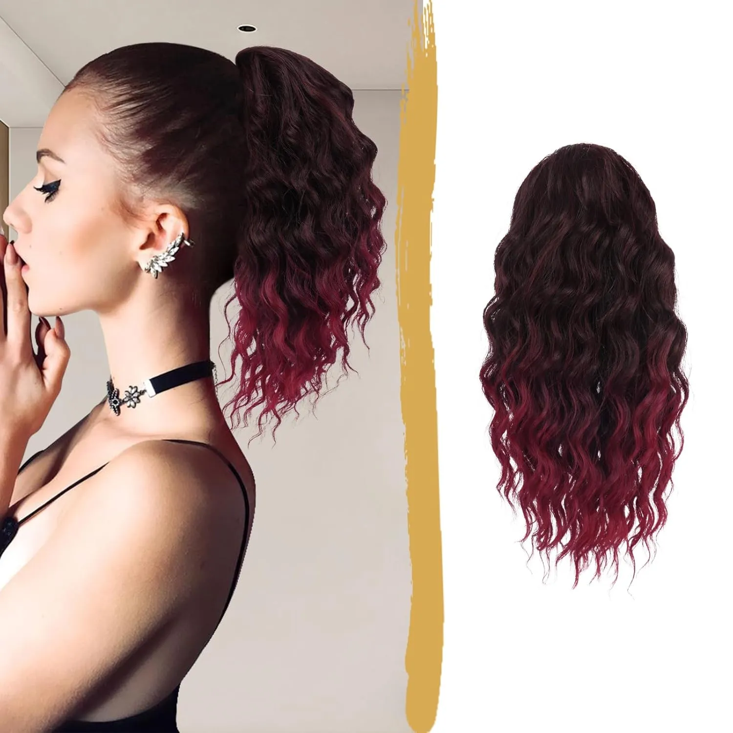 PEACOCO Ponytail Extension 12inch Long Synthetic Drawstring Ponytail Afro Curly Fluffy Pony Tail for Black Women Daily Use, 1B/Bug