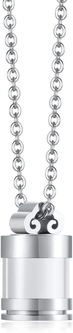 PEAS Fashion Stainless Steel Glass Bottle Pendant Container Ashes Holder Necklace