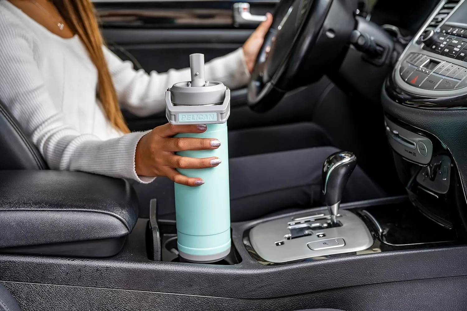 Pelican Hydration Pelican Pacific™ 26 oz Vacuum Insulated Tumbler - Recycled Stainless Steel Double Wall Travel with Dual Lid, Powder Coated Insulated Water Bottle For Cold Drinks, Bright White