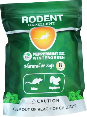 Peppermint Oil Rodent Repellent: Natural Repel Deterrent Balls for Mice and Rats - Control Mouse Away with Repellent Bags and Pouches - 8 Pack (Package of 1)