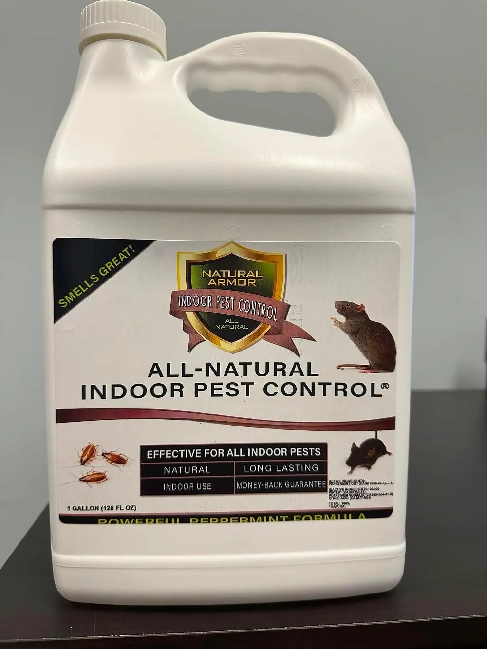 Peppermint Repellent for Indoor Pest Control - All Natural & Safe Spray for Outdoor Use. Natural Armor Indoor Pest Control. 128 Oz Gallon, Refill