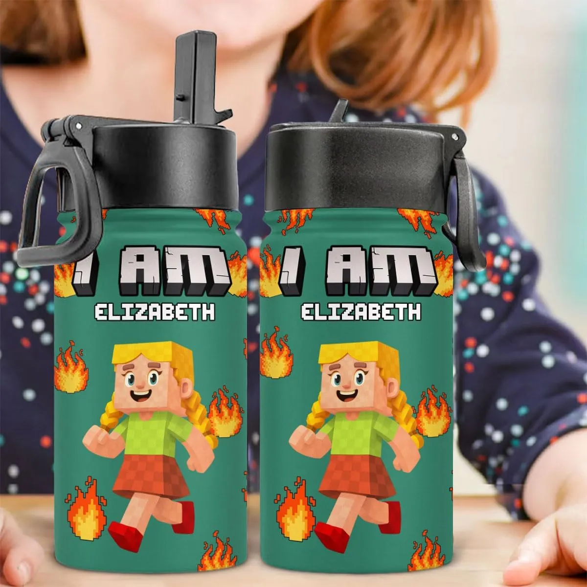 Personalized Back To School Gifts For Kids - Custom Kids Water Bottle With Straw For School, Sports & Adventures, Personalized 12 Oz Leak-Proof Water Bottle