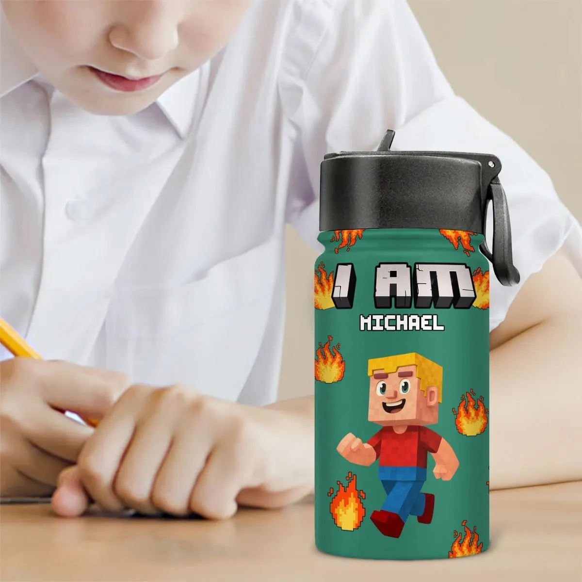 Personalized Back To School Gifts For Kids - Custom Kids Water Bottle With Straw For School, Sports & Adventures, Personalized 12 Oz Leak-Proof Water Bottle